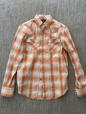 Ralph Lauren Double RL Orange & Cream Plaid Western Button-Down Shirt